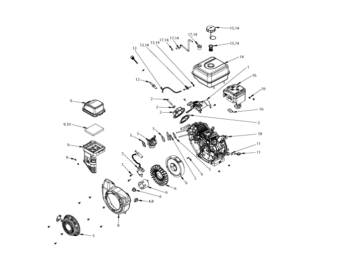 Tazz K32 Chipper Shredder Parts Diagrams 