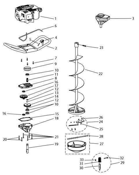 Eskimo Ice Fishing Gear M43Q10 012642711053 Eskimo Ice Fishing Gear Mako  43cc Quantum Auger 10 M43Q10